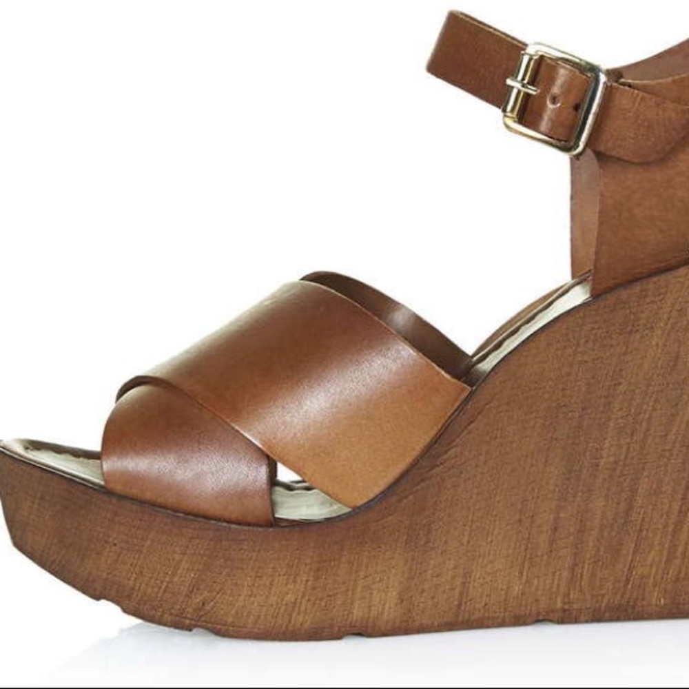 TopShop Tan Leather Wedges - Picture 2 of 3